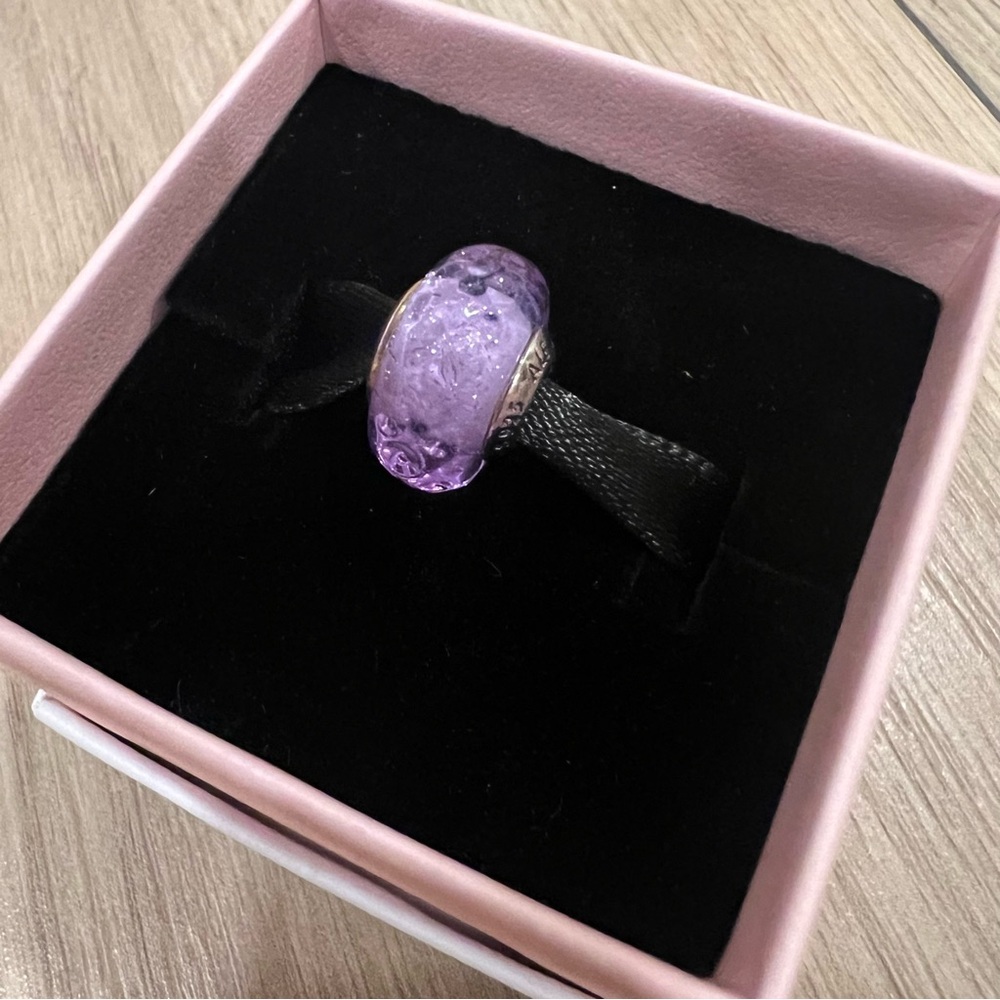 Pandora, purple shimmer faceted Murano glass charm